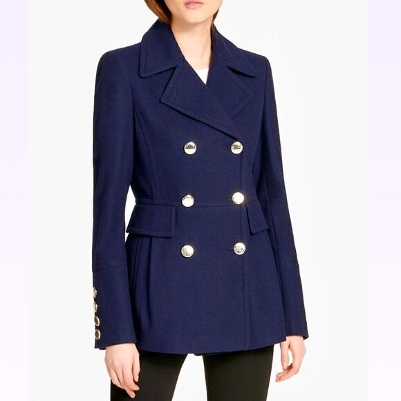 Calvin Klein Women's Double Breasted Peacoat Wool Coat with Button - Picture 1 of 16